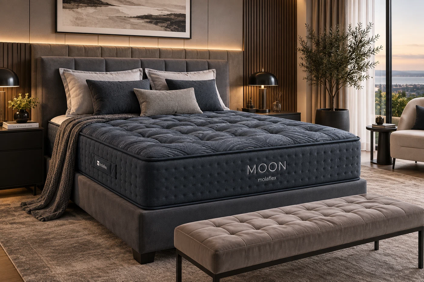 Colchão Moon Molaflex em quarto sofisticado